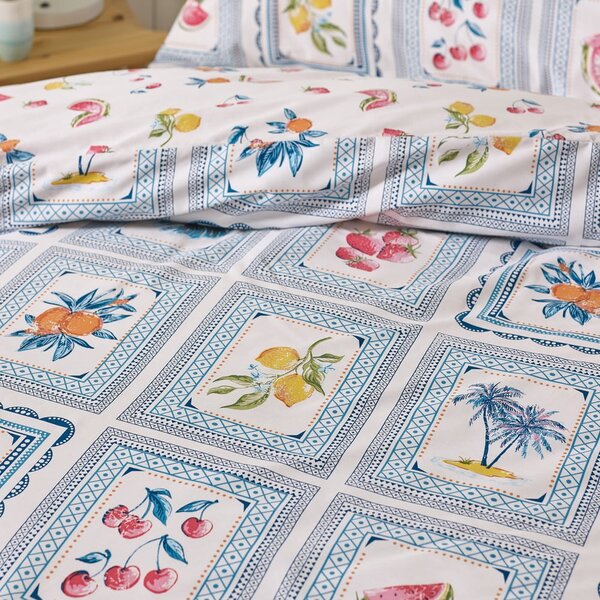 Синьо двойно спално бельо 200x200 cm Riviera Tiles – Catherine Lansfield