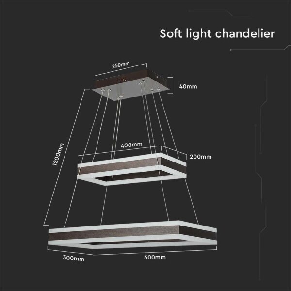 LED Димируем пендел LED/113W/230V 3000K кафяв