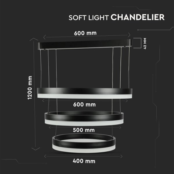 LED Димируем пендел LED/86W/230V 3000K черен