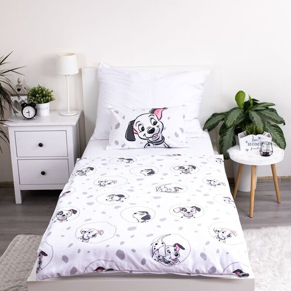 Бяло памучно детско спално бельо 100x135 cm 101 Dalmatians – Jerry Fabrics