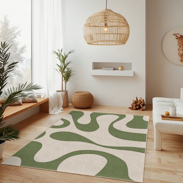 Зелен килим подходящ за пране 80x150 cm Matcha Latte – Mila Home