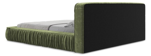 Зелено тапицирано двойно легло с място за съхранение и решетка 160x200 cm Keoni - Makamii
