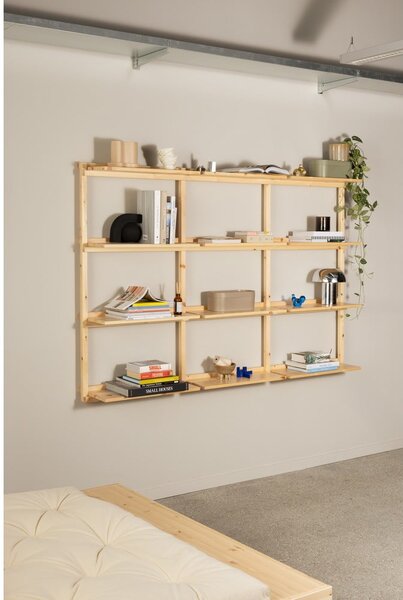 Стенна библиотека от масивен бор в естествен цвят 192x127 cm Groove – Karup Design