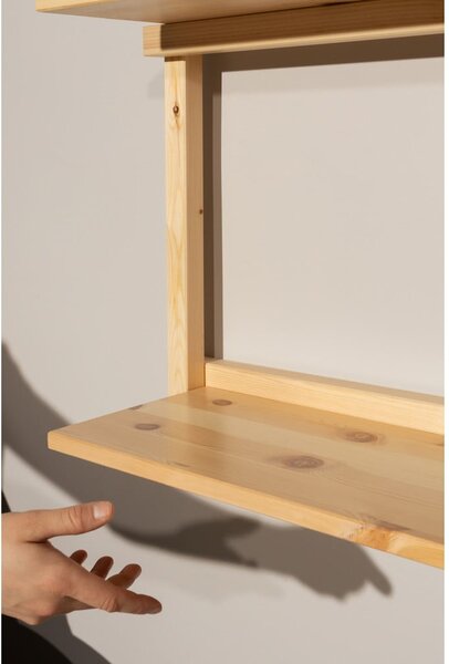 Стенна библиотека от масивен бор в естествен цвят 192x127 cm Groove – Karup Design