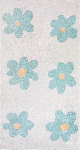 Детски килим подходящ за пране в цвят мента и слонова кост 60x100 cm Cute Flowers Green – Vitaus