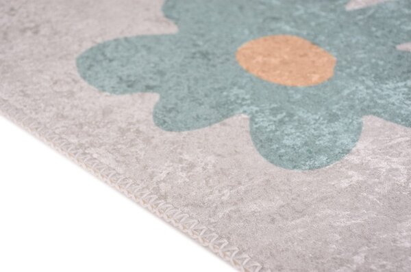 Детски килим подходящ за пране в цвят мента и слонова кост 60x100 cm Cute Flowers Green – Vitaus