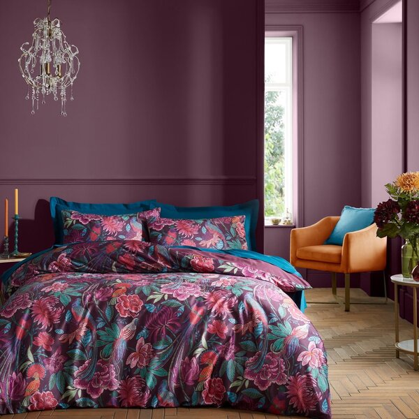 Лилаво единично спално бельо 135x200 cm Bridgerton Kate Floral – Catherine Lansfield
