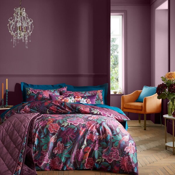 Лилаво единично спално бельо 135x200 cm Bridgerton Kate Floral – Catherine Lansfield