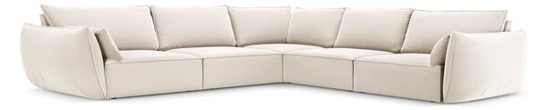 Бежов кадифен ъглов диван Vanda – Mazzini Sofas
