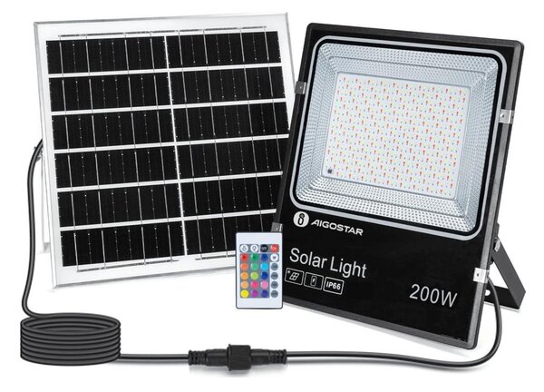Aigostar - LED RGB соларен прожектор 200W/3,2V IP66 с димер и DO