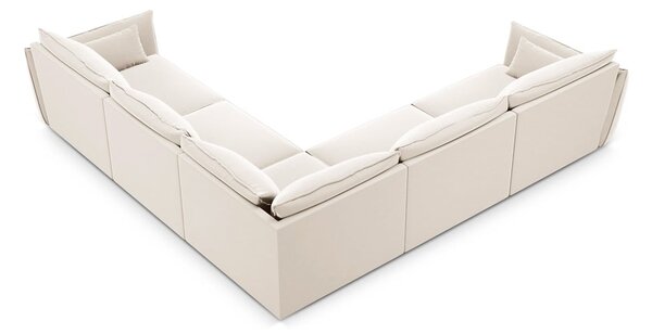 Бежов кадифен ъглов диван Vanda – Mazzini Sofas