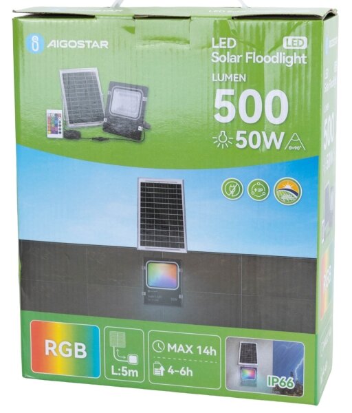 Aigostar - LED RGB соларен прожектор 50W/3,2V IP66 с димер и DO