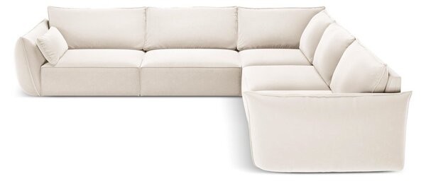 Бежов кадифен ъглов диван Vanda – Mazzini Sofas