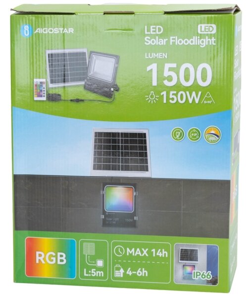 Aigostar - LED RGB соларен прожектор 150W/3,2V IP66 с димер и DO