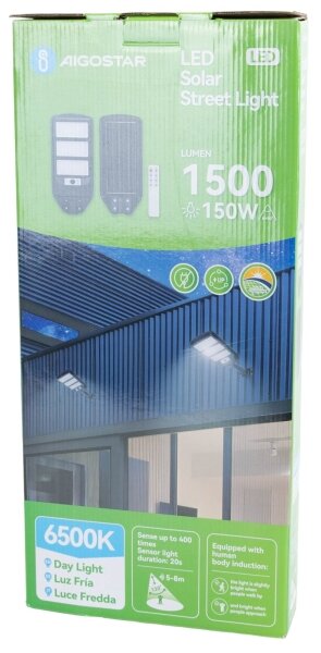 Aigostar - LED Соларна улична лампа със сензор LED/150W/3,2V + д.у