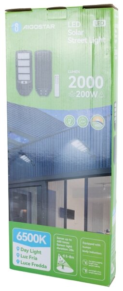 Aigostar - LED Соларна улична лампа със сензор LED/200W/3,2V 6500K + д.у