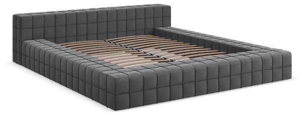 Тъмносиво двойно тапицирано легло с включена подматрачна рамка 140x200 cm Akela – Makamii