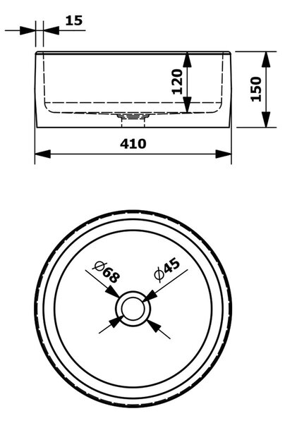 Тъмносива керамична кръгла мивка ø 41 cm Priori – Sapho