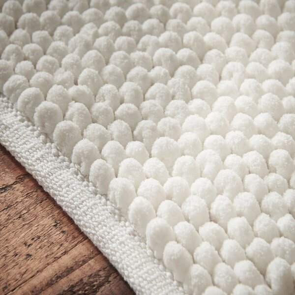 Бял килим за баня 50x120 cm Aspen Bobble – Bianca