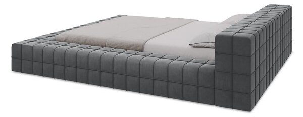 Тъмносиво двойно тапицирано легло с включена подматрачна рамка 140x200 cm Akela – Makamii