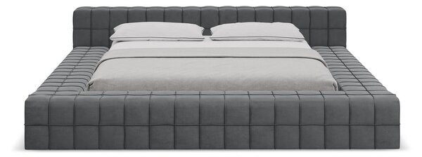 Тъмносиво двойно тапицирано легло с включена подматрачна рамка 140x200 cm Akela – Makamii