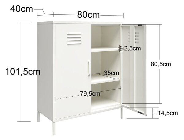 Бяло метално шкафче 40x102x80 cm Mission District – Støraa