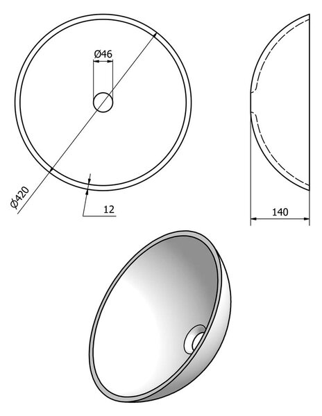 Стъклена кръгла мивка горчица ø 42 cm Sun – Sapho