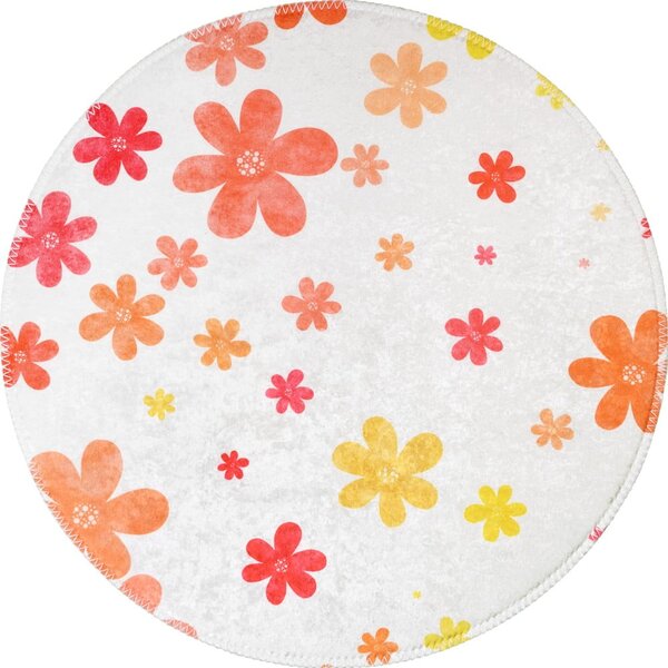 Детски килим подходящ за пране в оранжево цвят слонова кост ø120 cm Fall Flowers – Vitaus