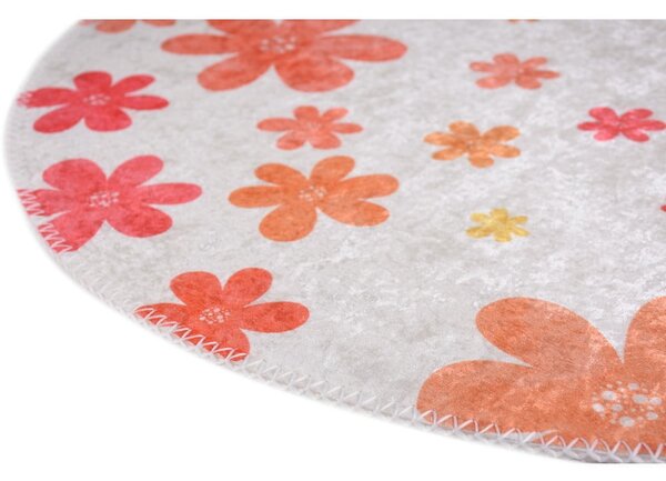 Детски килим подходящ за пране в оранжево цвят слонова кост ø120 cm Fall Flowers – Vitaus