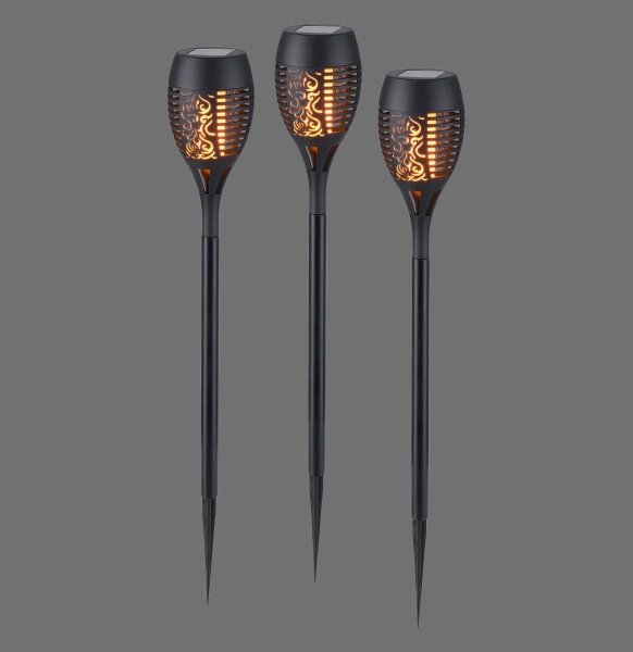 JUST LIGHT. 19106-18-3 -К-кт 3x LED Соларна лампа FACKEL LED/0,24W/3,7V черен