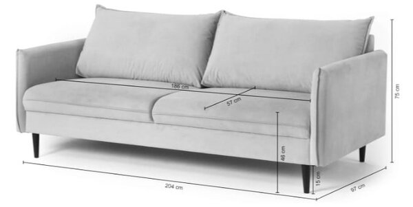 Тъмносин кадифен диван 203 cm Juli – Ropez