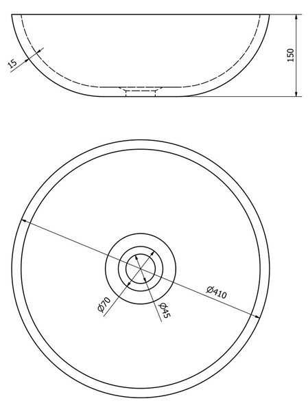 Сива керамична кръгла мивка ø 41 cm Priori – Sapho