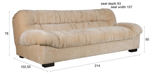 Бежов кадифен диван 214 cm Douglas – Dutchbone