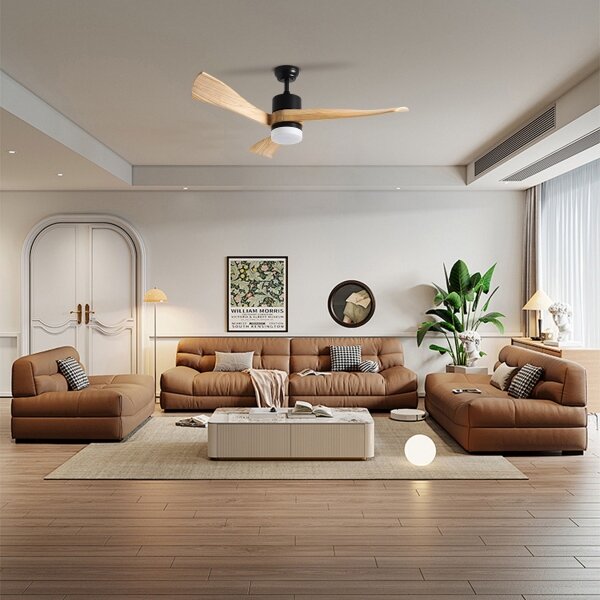 ZEVENTI - LED таванен вентилатор NATURITO LED/18W/230V Wi-Fi Tuya черен/дъб + дистанционно управление