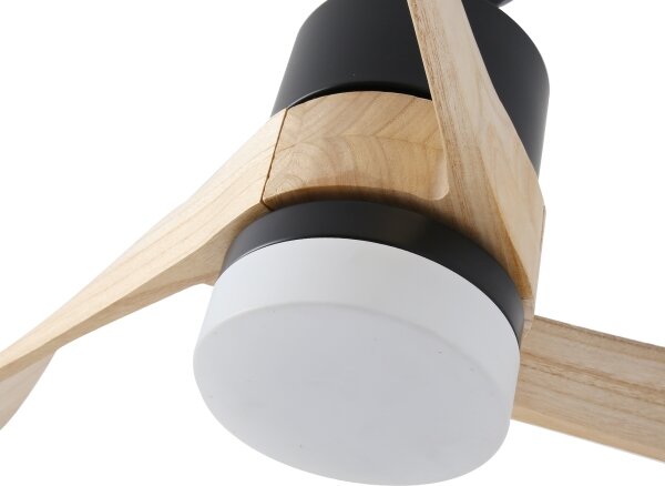ZEVENTI - LED таванен вентилатор NATURITO LED/18W/230V Wi-Fi Tuya черен/дъб + дистанционно управление