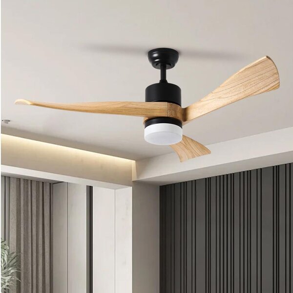 ZEVENTI - LED таванен вентилатор NATURITO LED/18W/230V Wi-Fi Tuya черен/дъб + дистанционно управление
