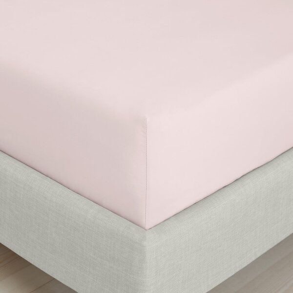 Розов еластичен чаршаф от памук перкал 90x190 cm Cotton Percale – Bianca