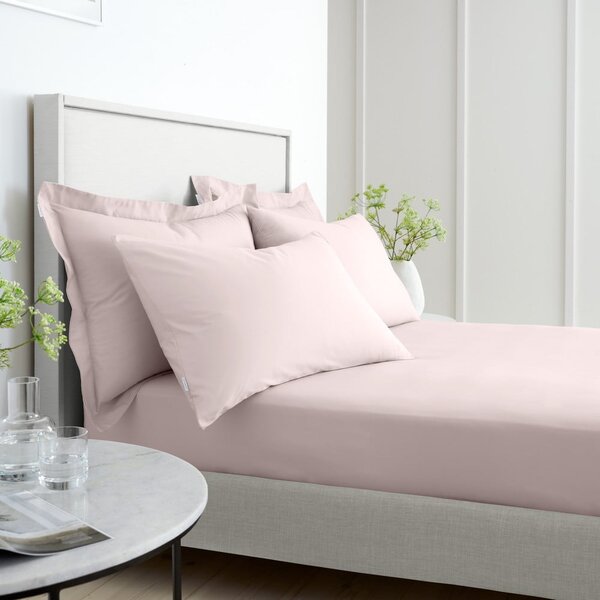 Розов еластичен чаршаф от памук перкал 90x190 cm Cotton Percale – Bianca