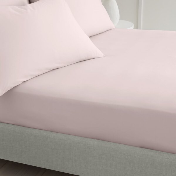 Розов еластичен чаршаф от памук перкал 90x190 cm Cotton Percale – Bianca