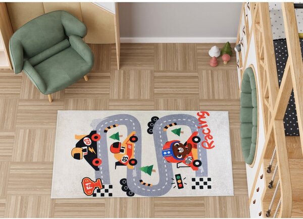 Детско килимче за игра подходящо за пране в цвят слонова кост 160x230 cm Race Time – Vitaus