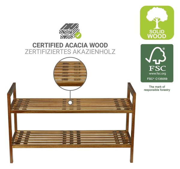 Стелаж за обувки от масивна акация в естествен цвят 69x40,5x27 cm Fondi – Wenko