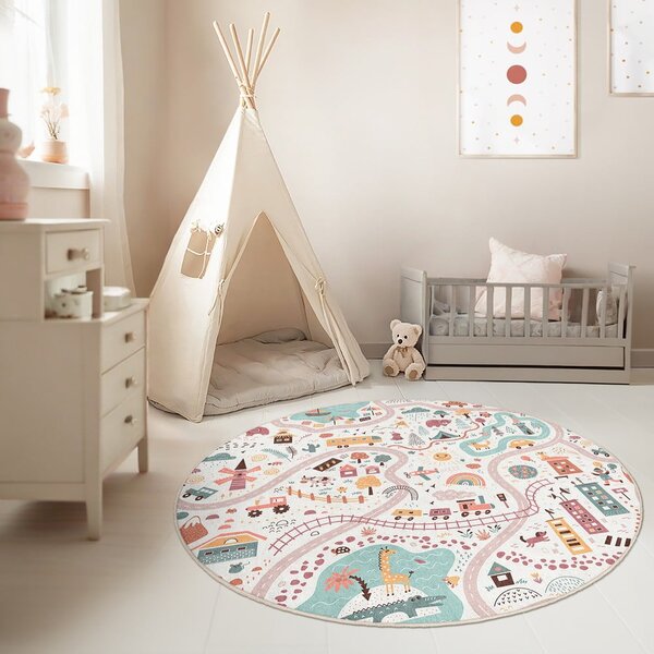 Детско килимче за игра подходящо за пране ø100 cm Furry World – Mila Home