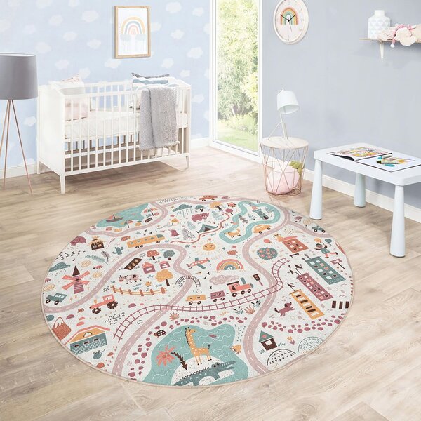 Детско килимче за игра подходящо за пране ø100 cm Furry World – Mila Home