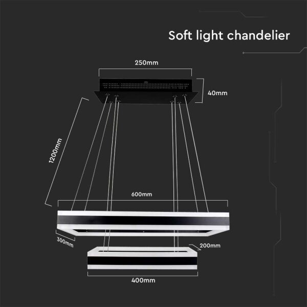 LED Димируем пендел LED/113W/230V 3000K черен