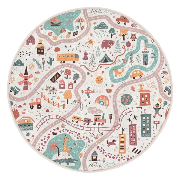 Детско килимче за игра подходящо за пране ø100 cm Furry World – Mila Home