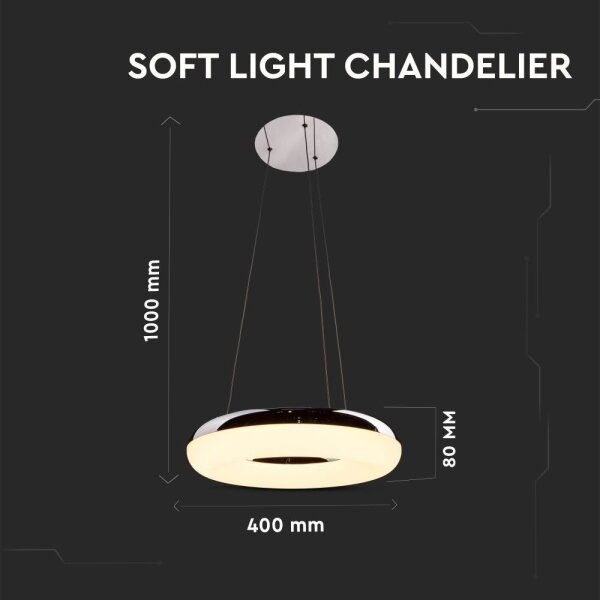 LED Пендел LED/40W/230V 3000K Ø 40 см лъскав хром
