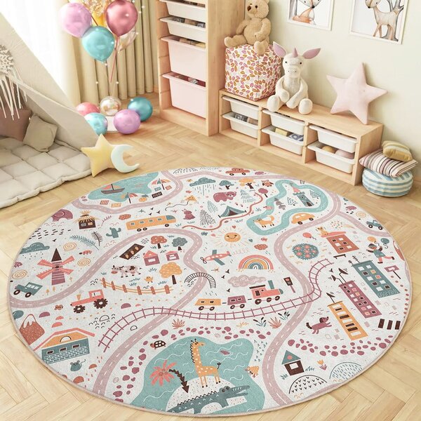 Детско килимче за игра подходящо за пране ø100 cm Furry World – Mila Home