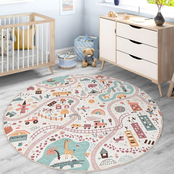 Детско килимче за игра подходящо за пране ø100 cm Furry World – Mila Home