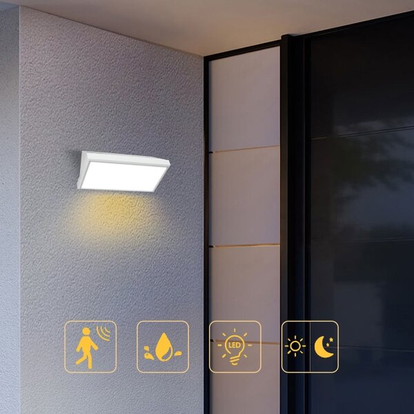 Brilagi-LED Външен стенен осветител с вграден сензор TRIANGLE LED/20W/230V бял IP65