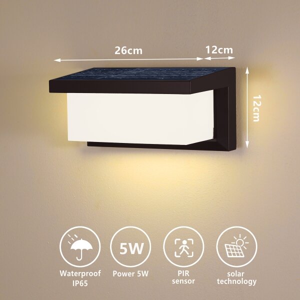 Brilagi - LED соларен стенен фенер с сензор BRICKY LED/5W/6V IP65